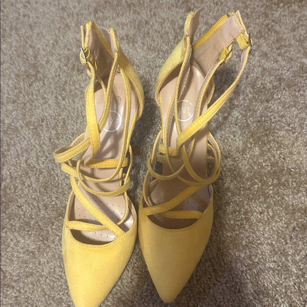 Yellow Strappy Heels